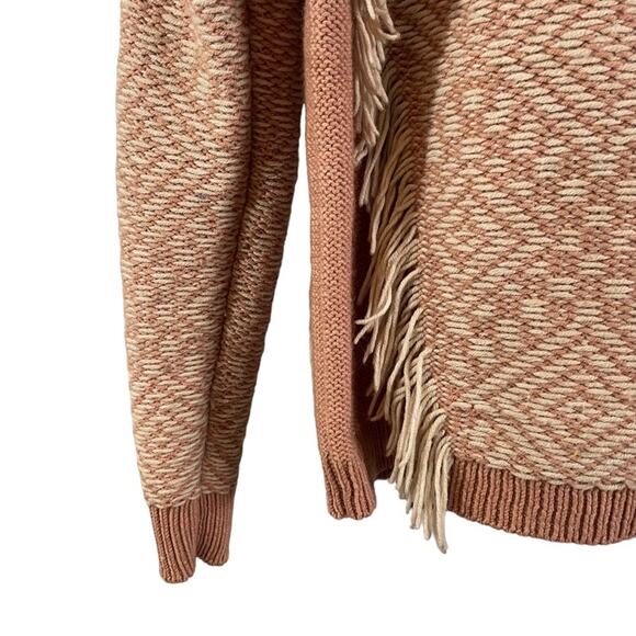 Madewell Fringe Reverse-Diamond Pullover Sweater Mauve/Rosey Pink- Size Medium - Picture 6 of 8